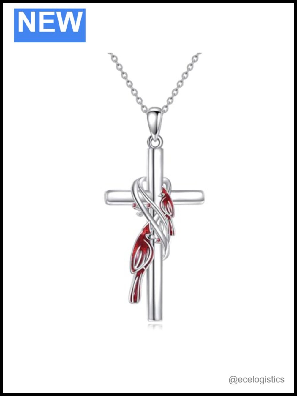 925 Sterling Silver Cross Pendant Necklace Cubic Zirconia 18in